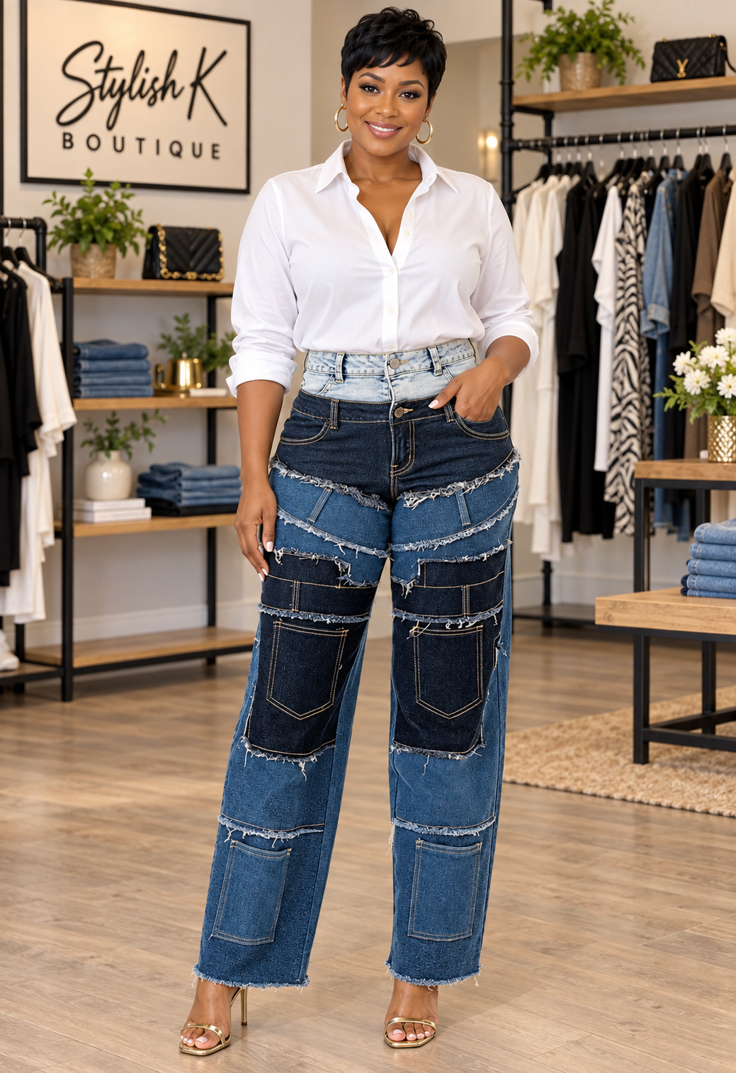 Unusal Denimblock Patch Denim Jeans