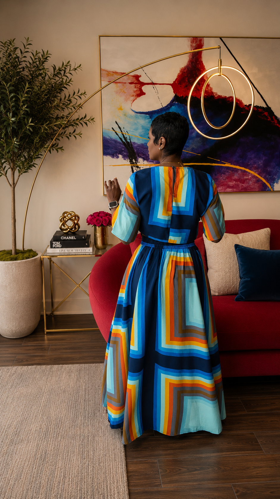 Blue Rainbow Skirt Set