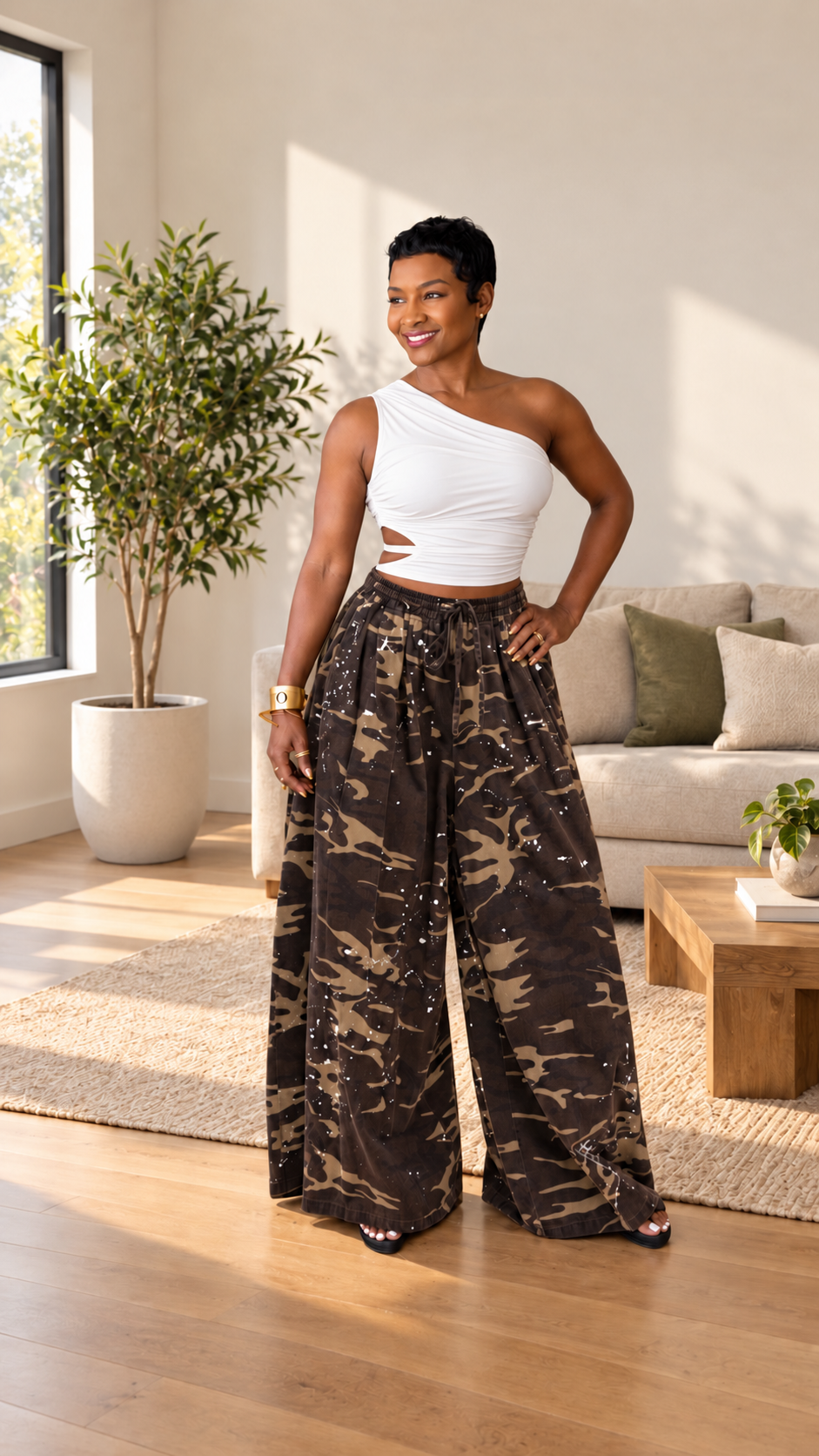Simple Mineral Wash Paint Splatter Pants