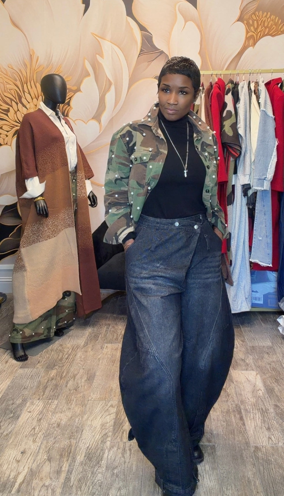 Black Denim Barrel Jeans