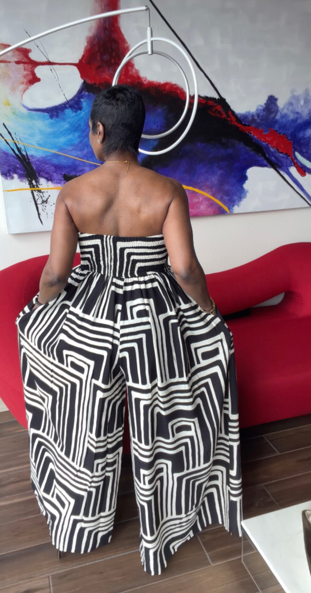 Deep In Lines Black & White Jumpsuit