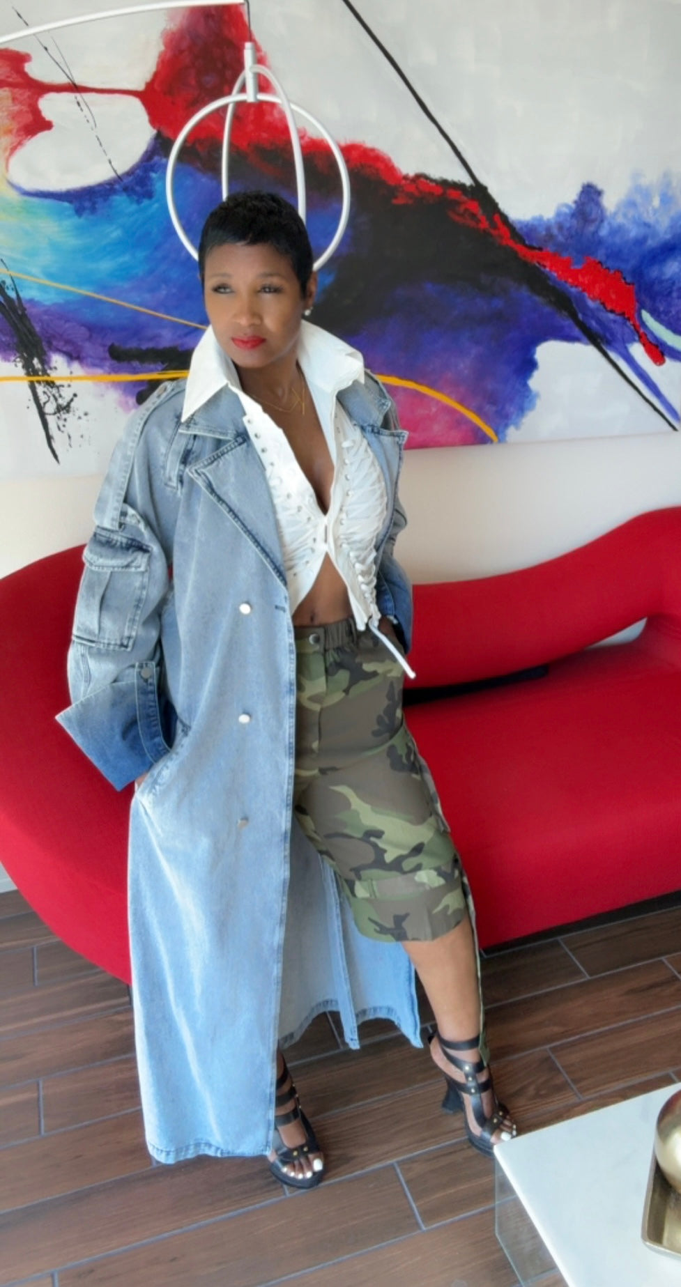 Long Denim Trench Coat