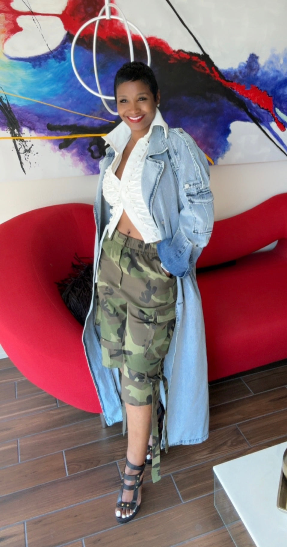 Long Denim Trench Coat