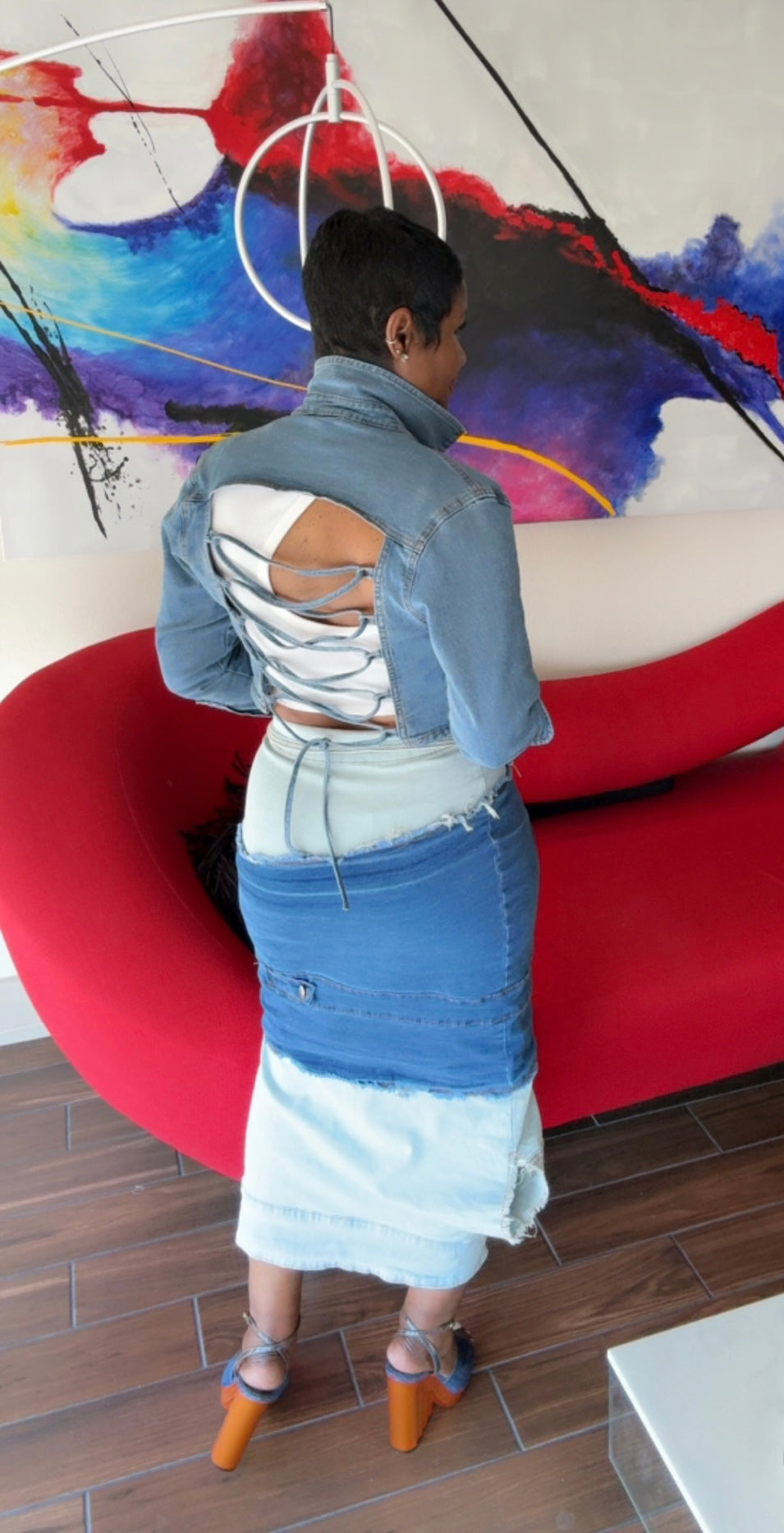 Two Tone Denim Skirt