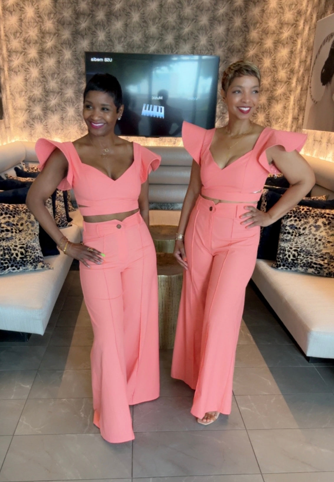 Stand Out in Coral Pants Set