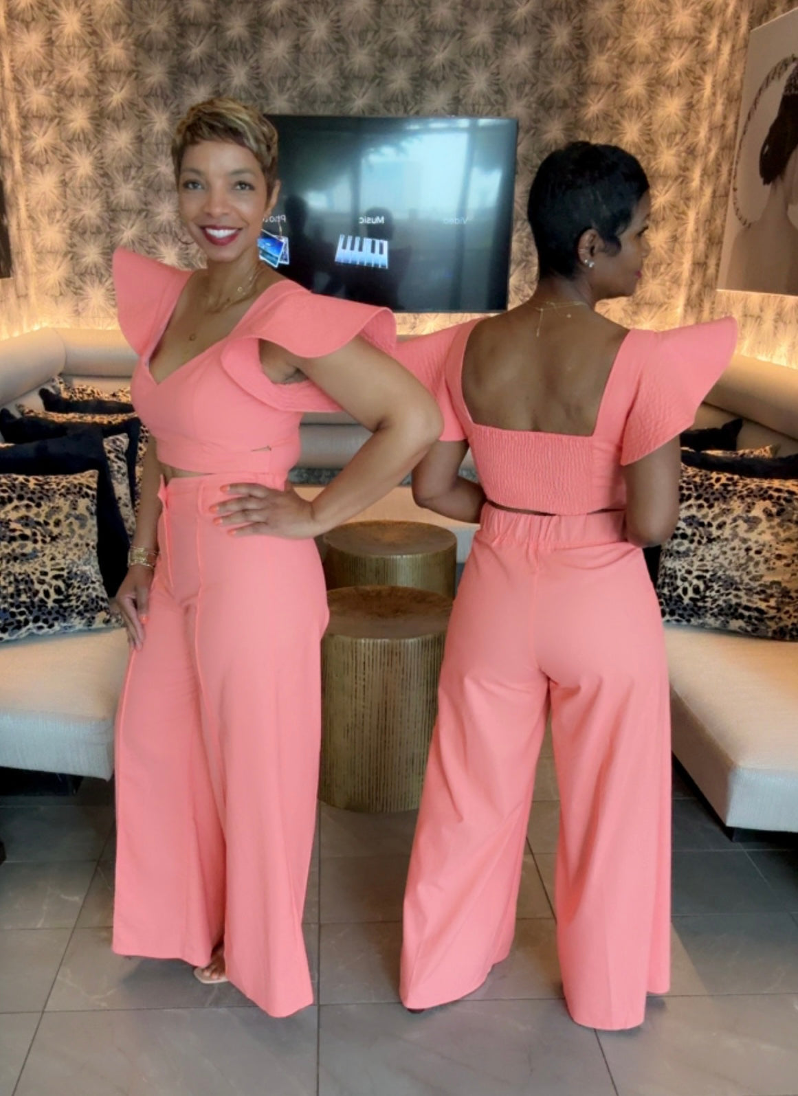 Stand Out in Coral Pants Set