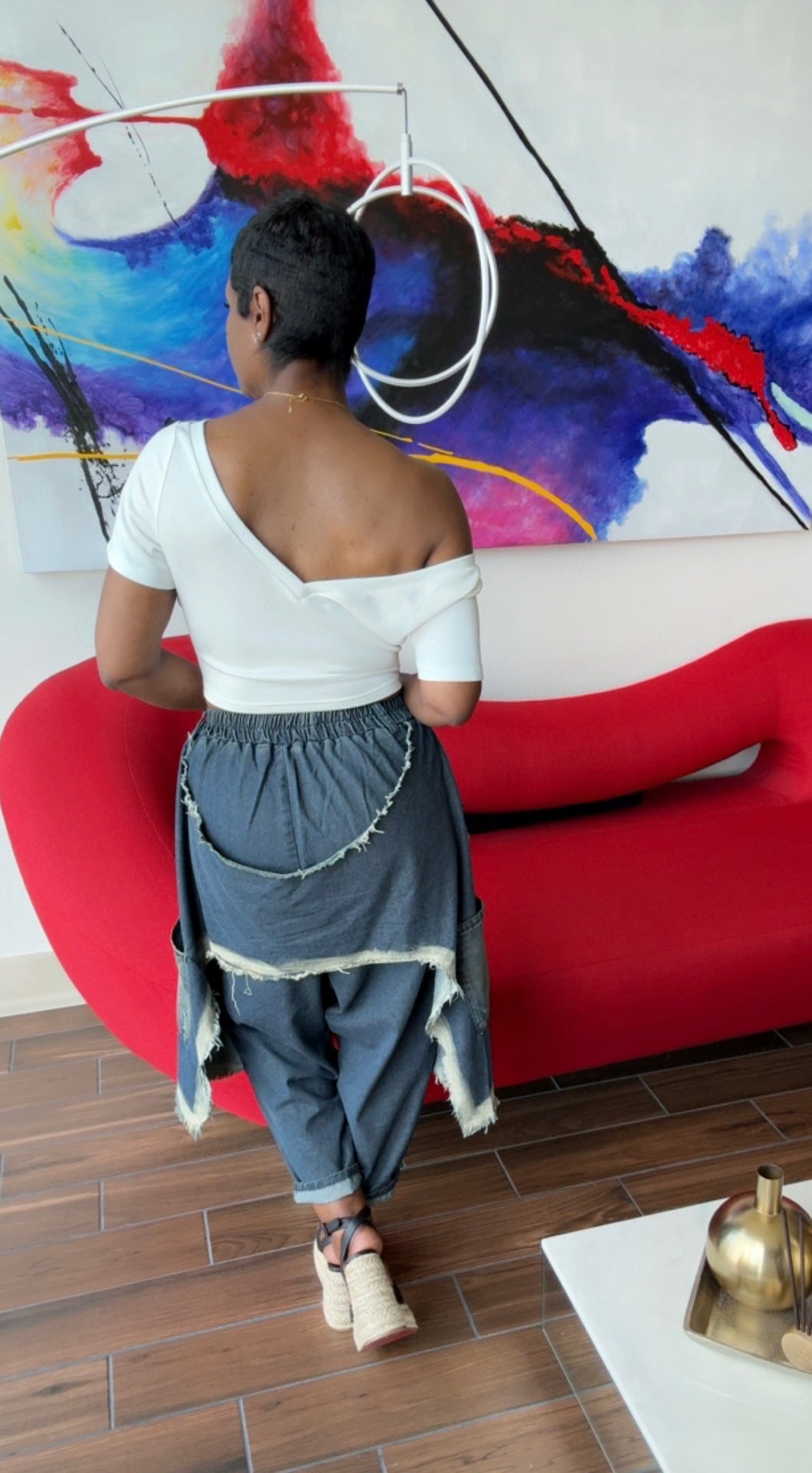 Distressed Denim Harem Pants