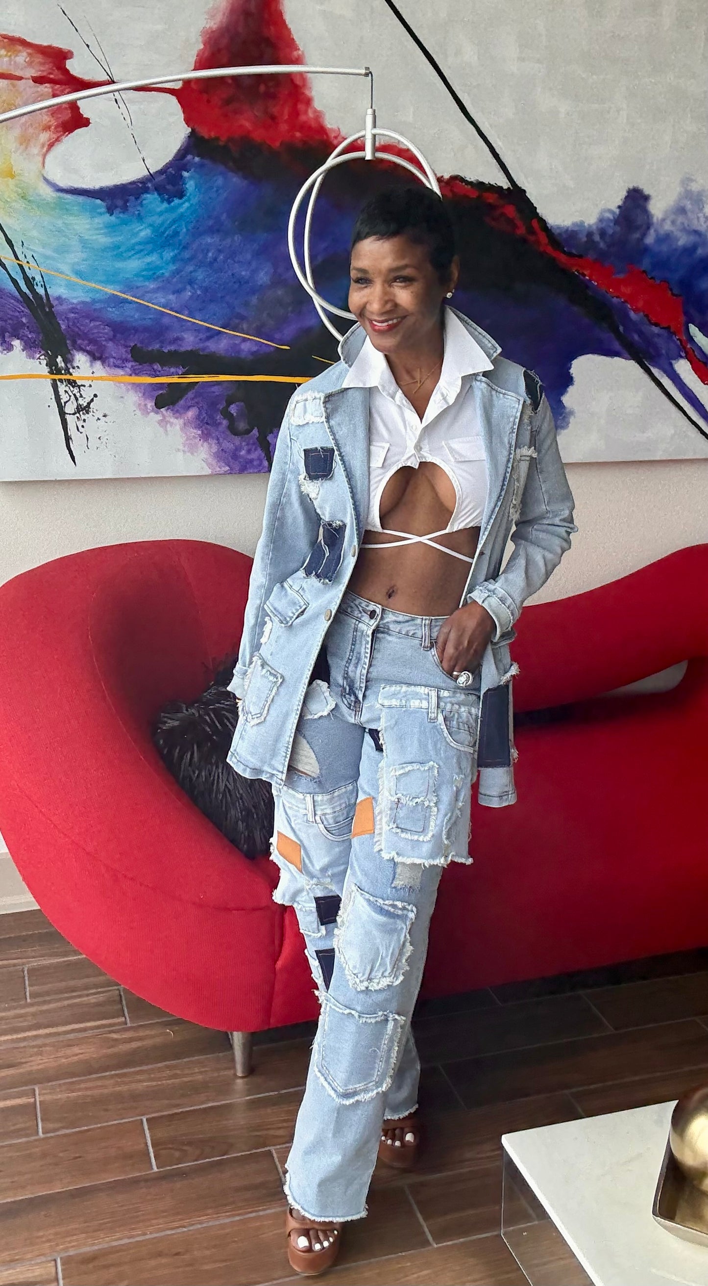 Blazin with Denim Patchwork Blazer