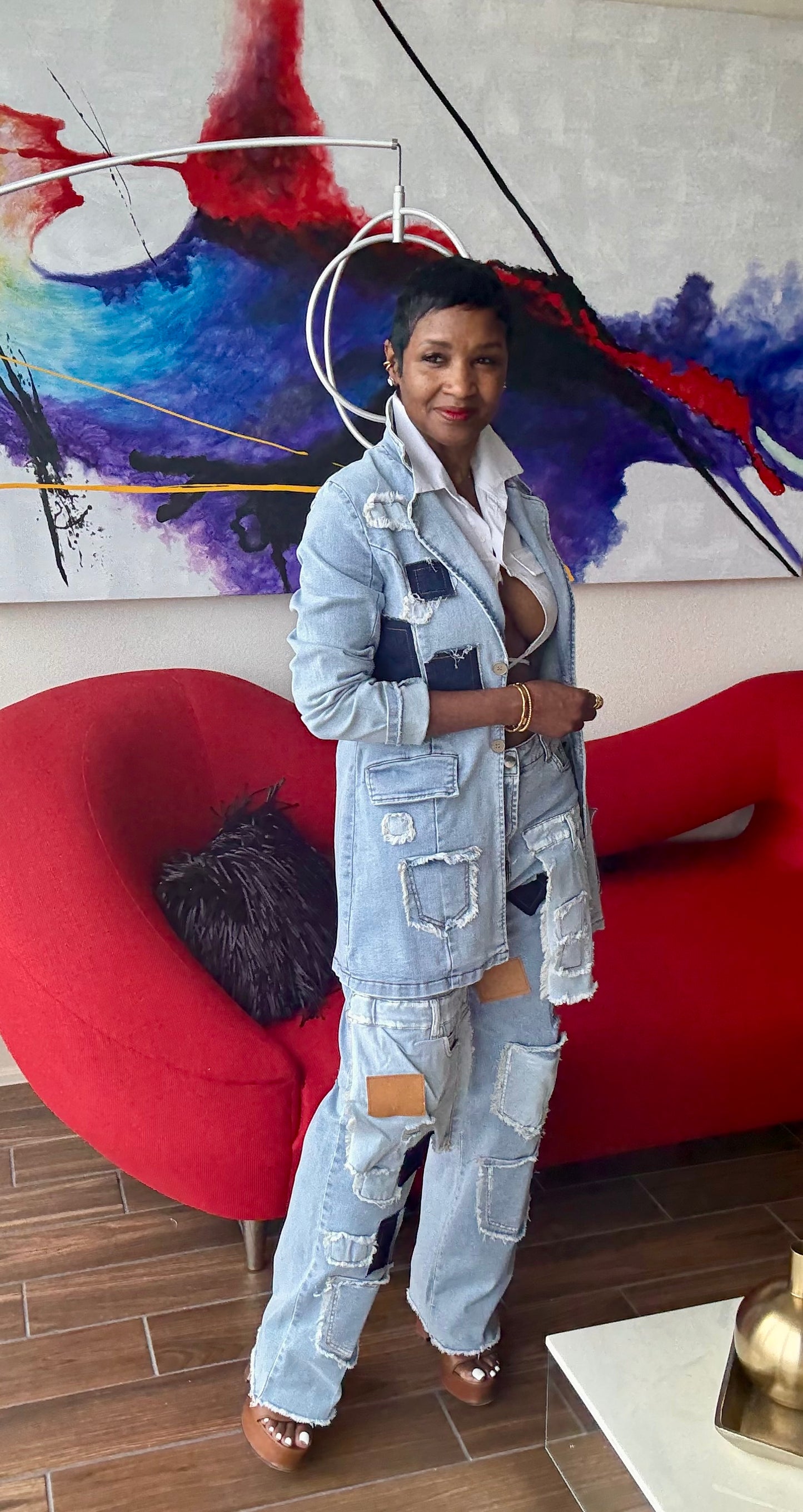 Blazin with Denim Patchwork Blazer