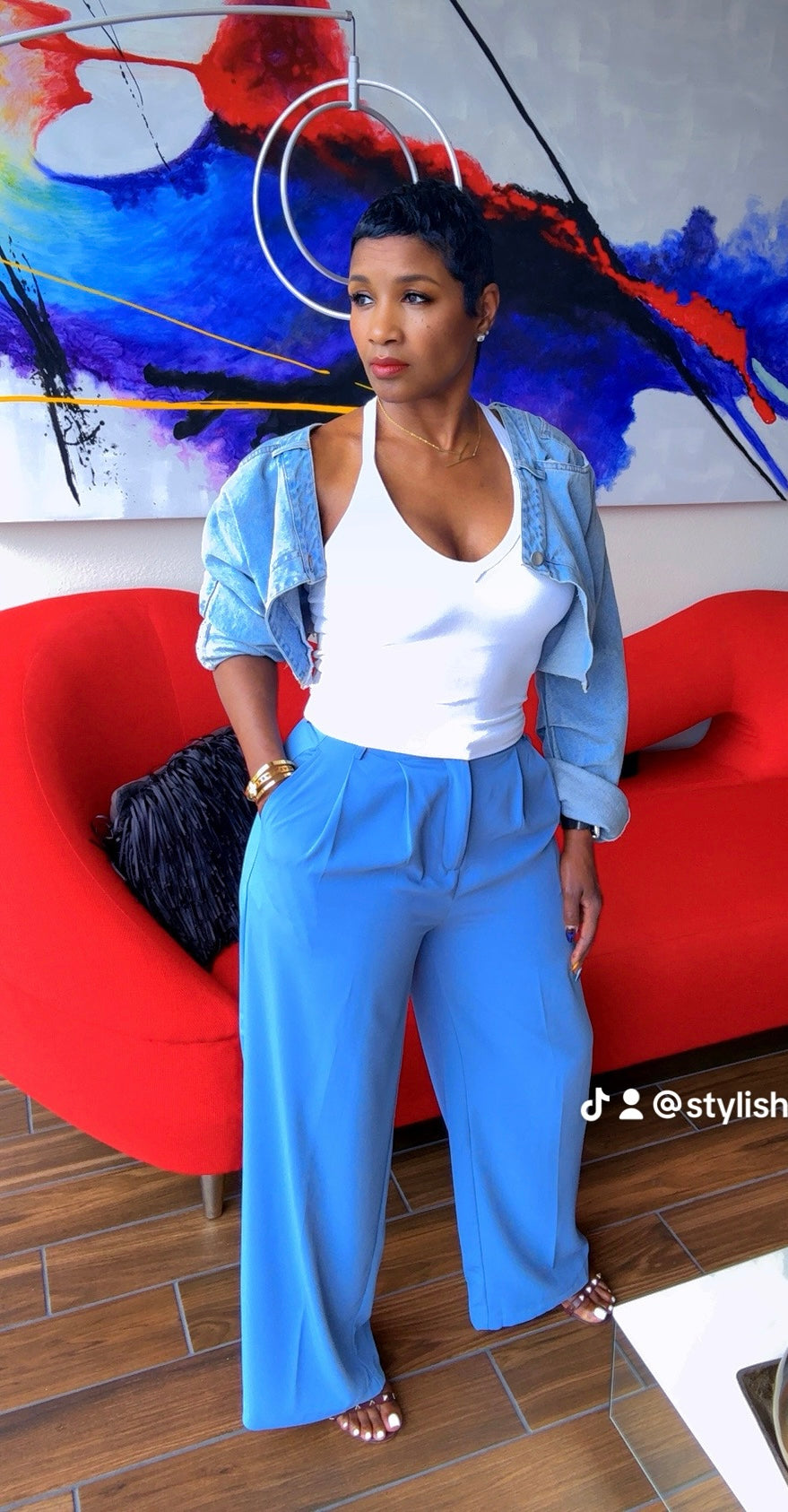 Sky Blue Casual Pants