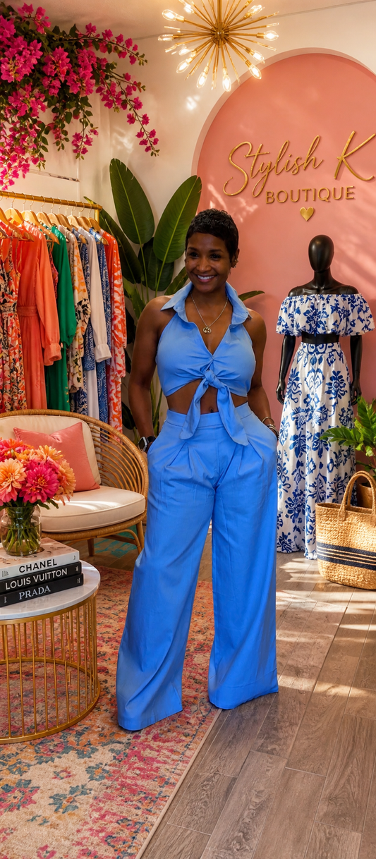 Color Me Baby Blue Pant Set
