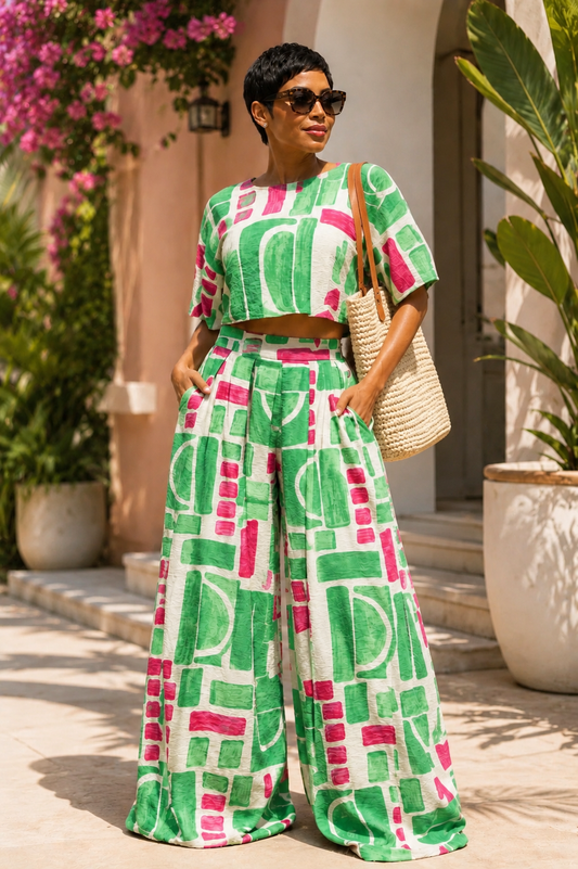 Green and Pink Pants Set