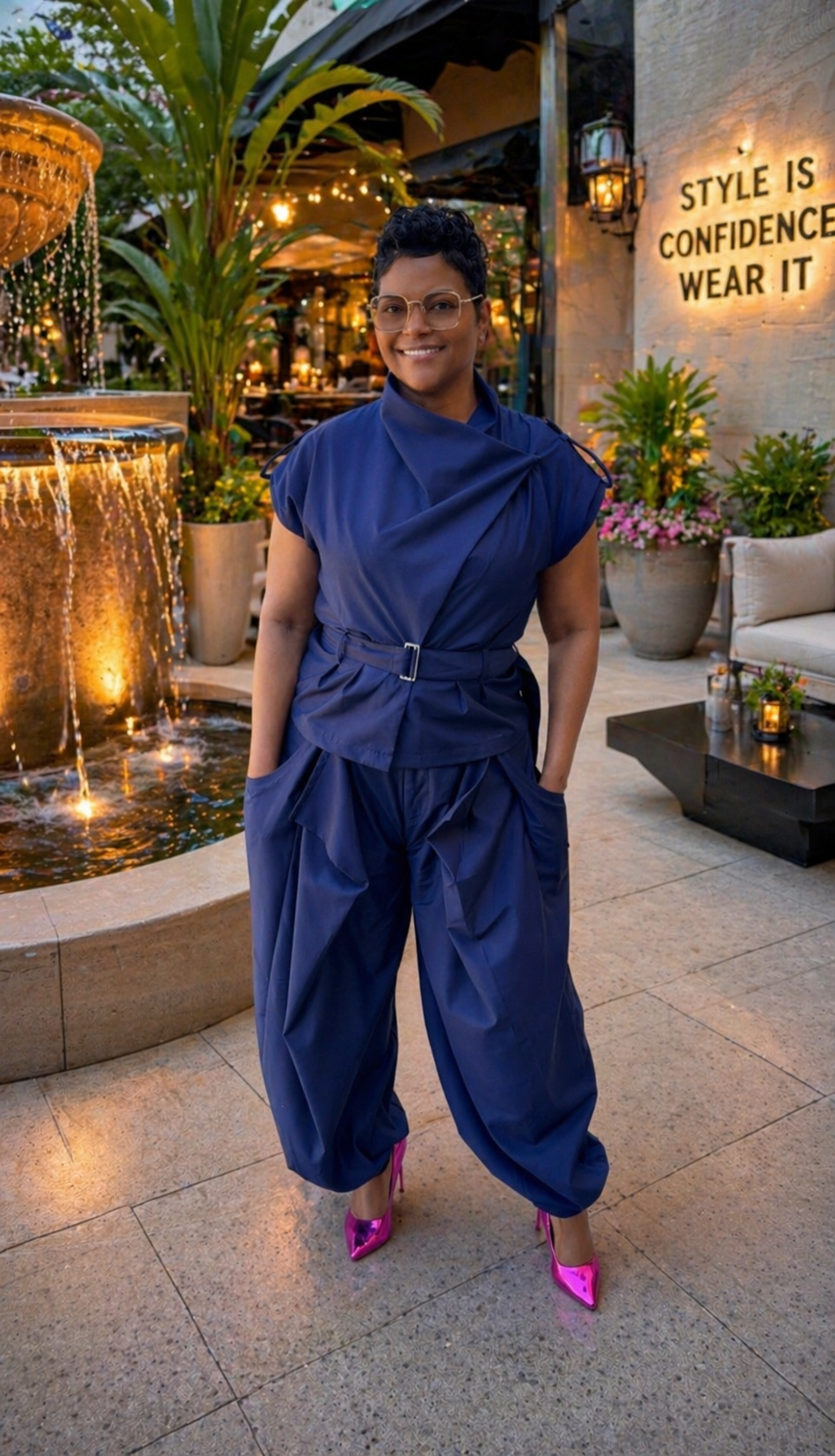 Safari Draped Olive Pants Set