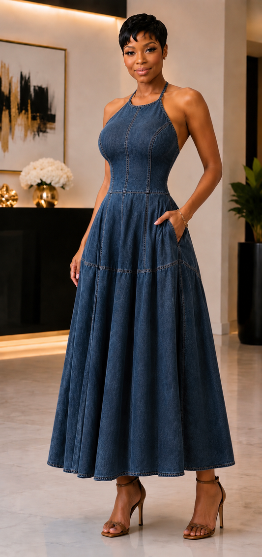 Denim Halter Dress