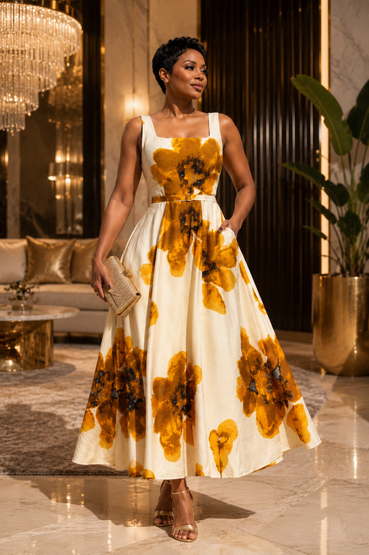Mustard Flowers Dress