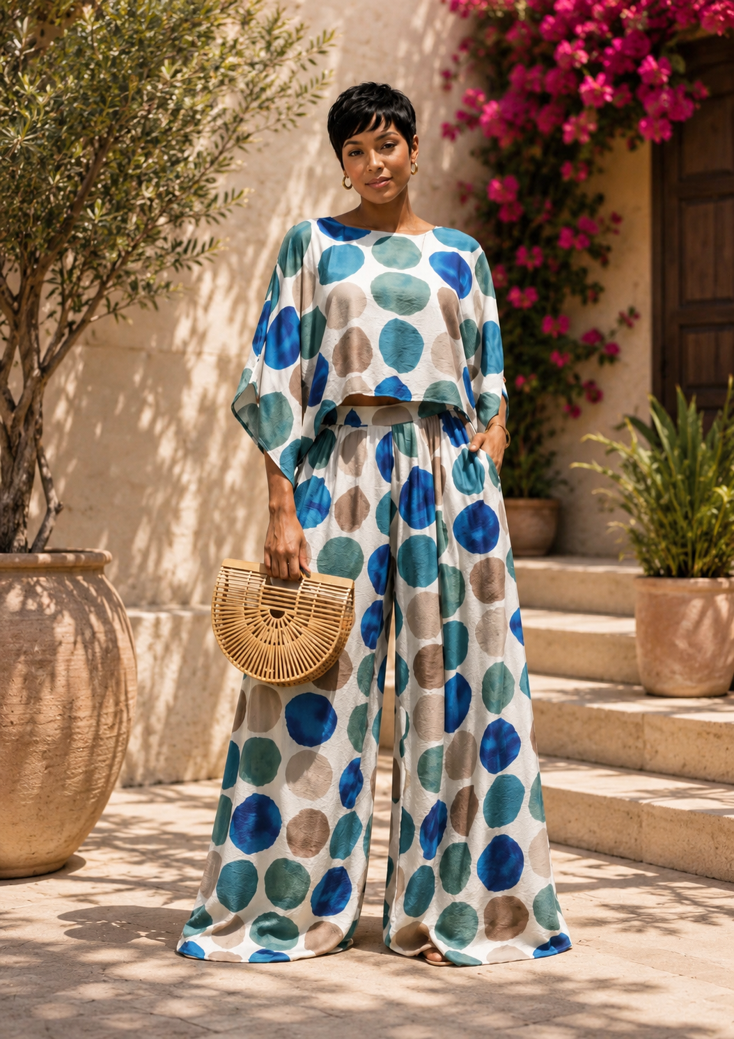 Blue Dots Pant Set