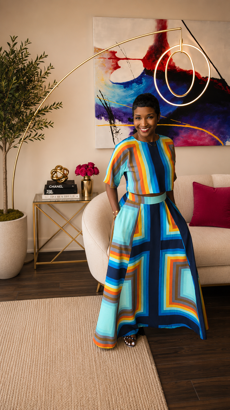 Blue Rainbow Skirt Set
