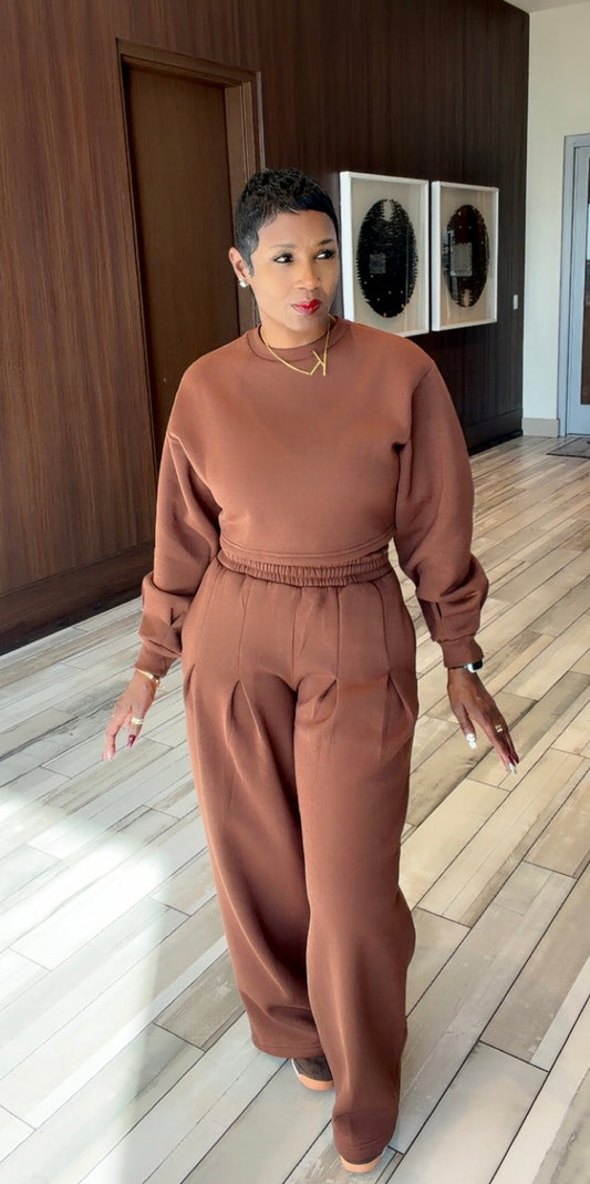 Moving Around in Chocolate Pants Set