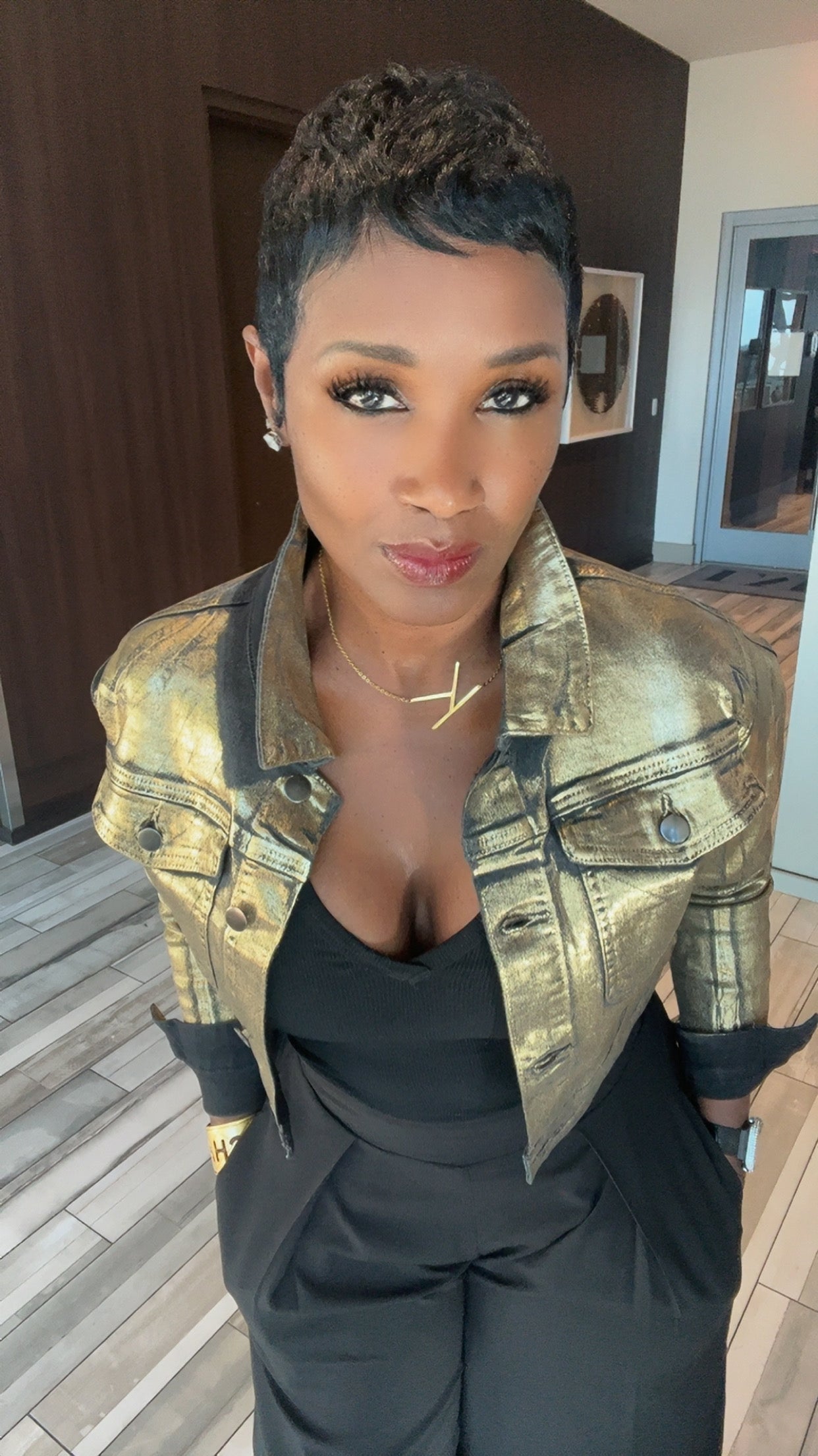Come Thru Metallic Gold Jacket