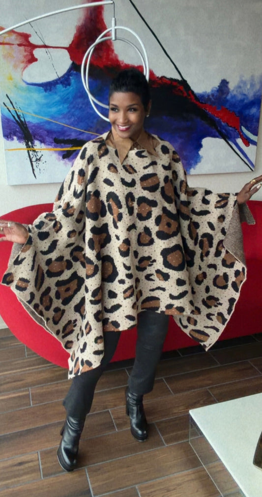 Leopard Print Poncho