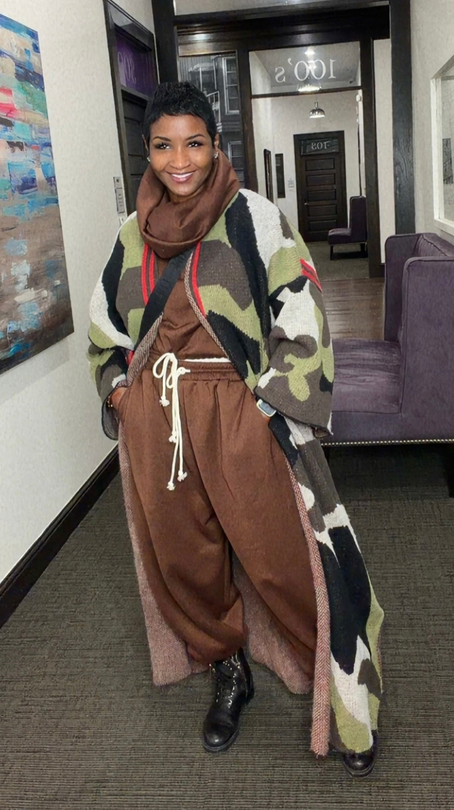 Camo Cardigan Duster
