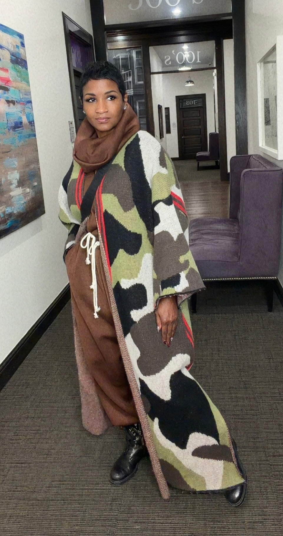 Camo Cardigan Duster