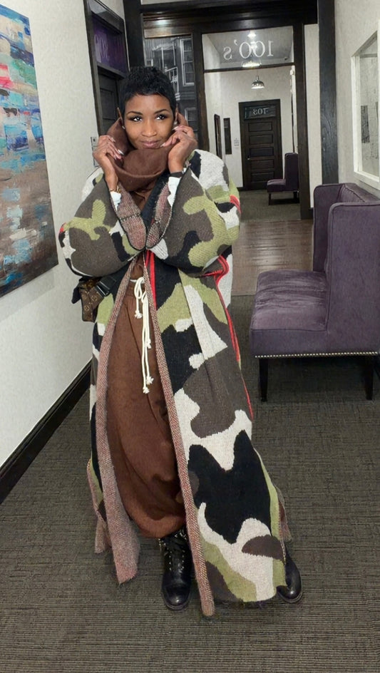 Camo Cardigan Duster