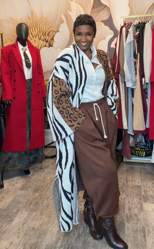 Zebra and Leopard Mix Cardigan