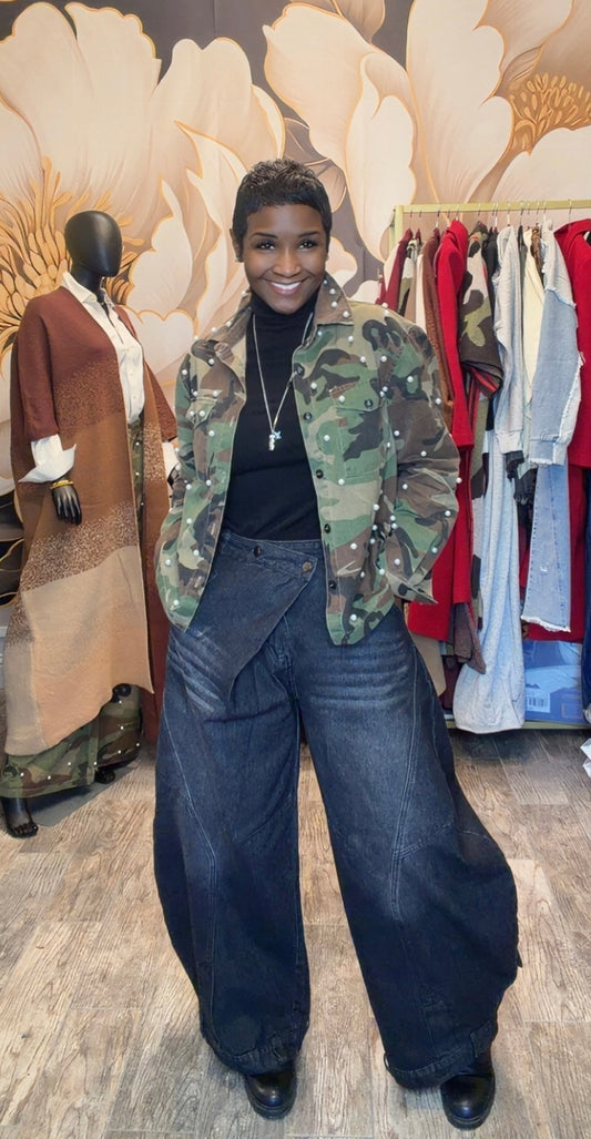 Black Denim Barrel Jeans