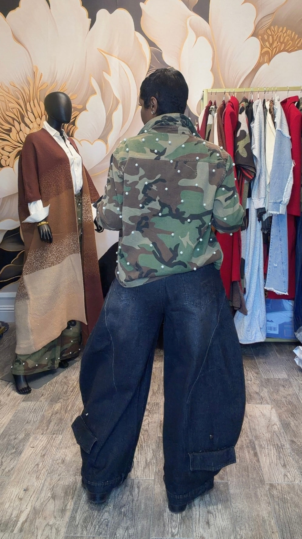 Black Denim Barrel Jeans