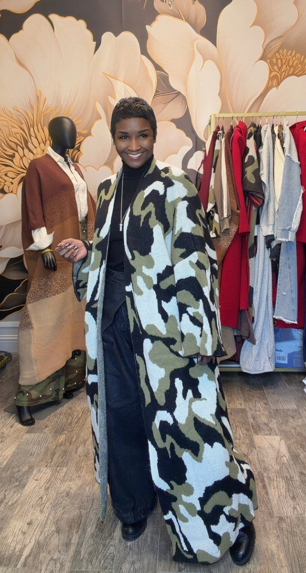 Olive Camo Long Cardigan