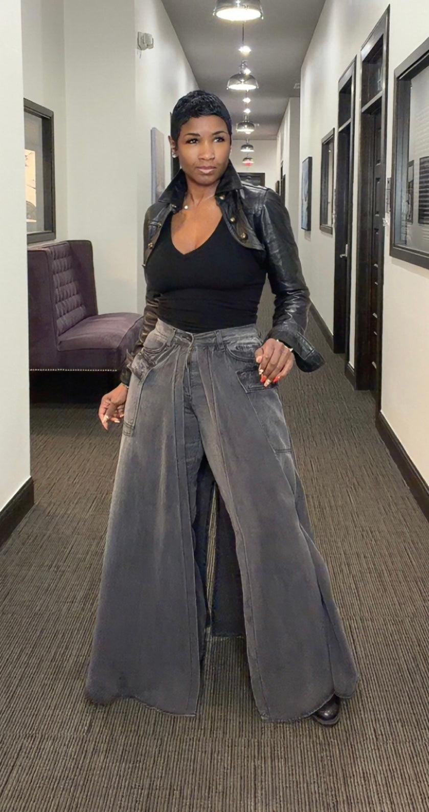 Dark Grey Jean-Skirt