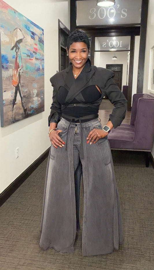 All Dark Grey Jean-Skirt