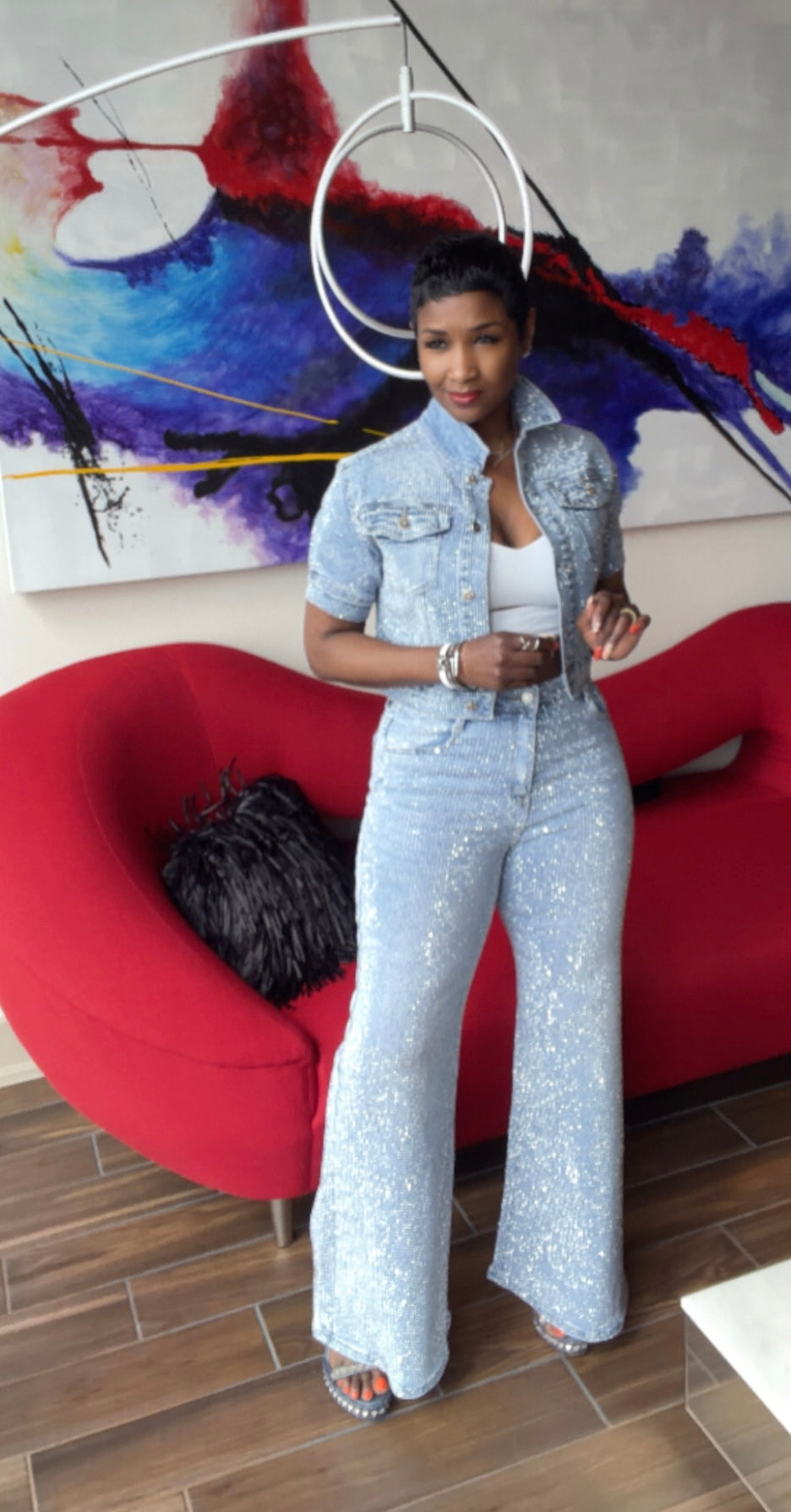 Make It Rain with Rhinestones Denim Jacket