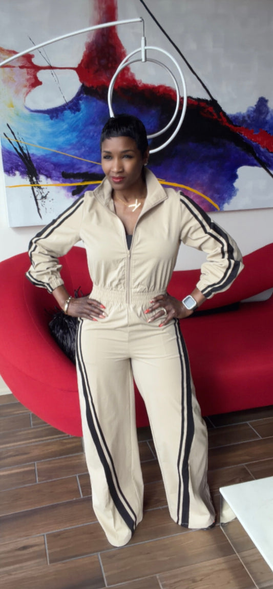 Get With The Taupe Mix Jumpsuit