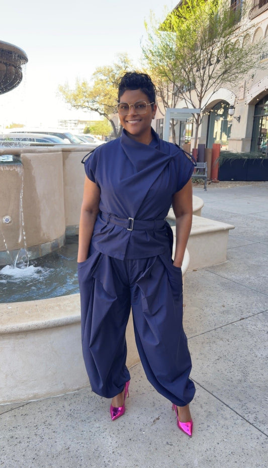 Safari Draped Olive Pants Set