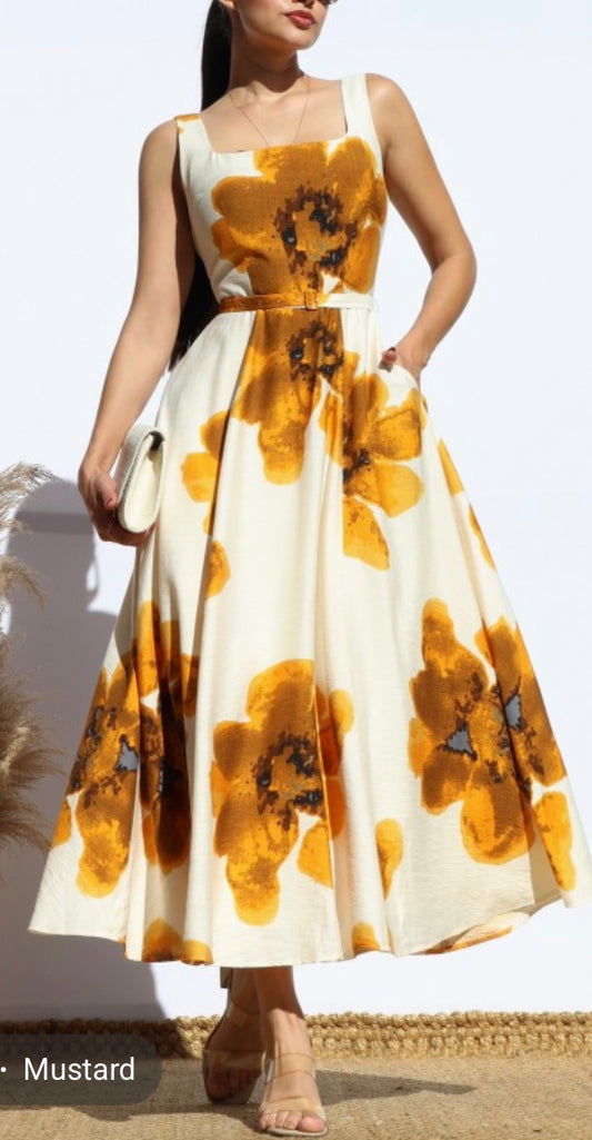 Mustard Flowers Dress
