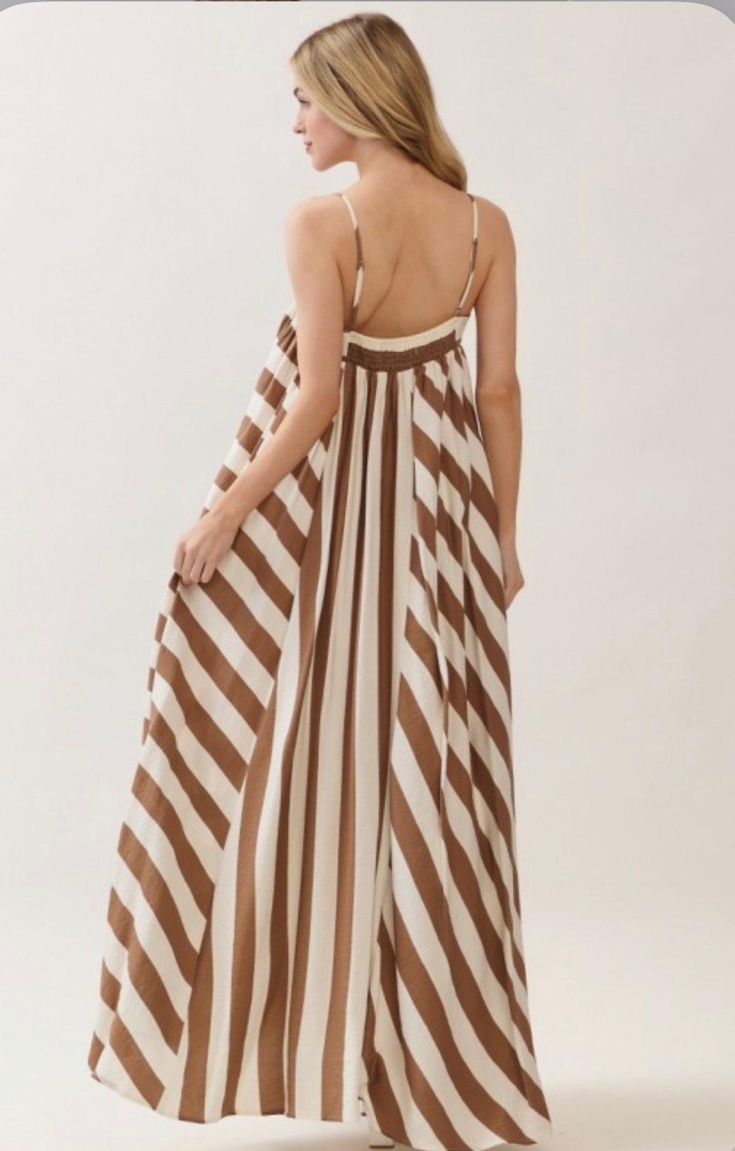 Mocha Stripe Printed Maxi
