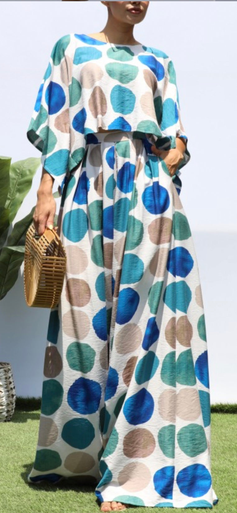 Blue Dots Pant Set