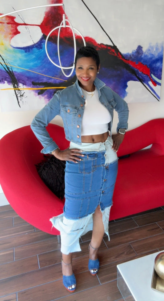 Two Tone Denim Skirt