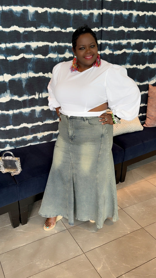 Drama Free Maxi Denim Skirt