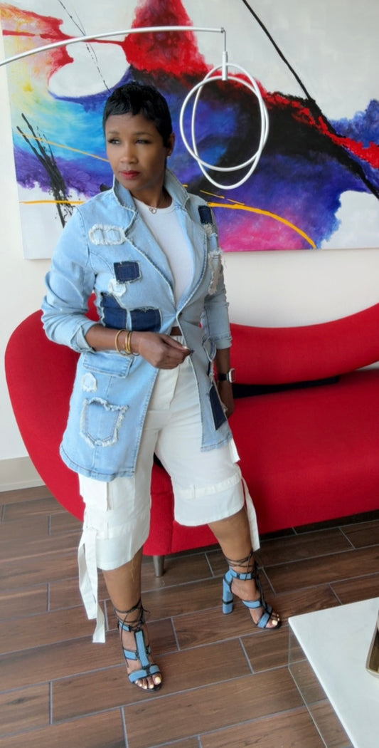 Blazin with Denim Patchwork Blazer