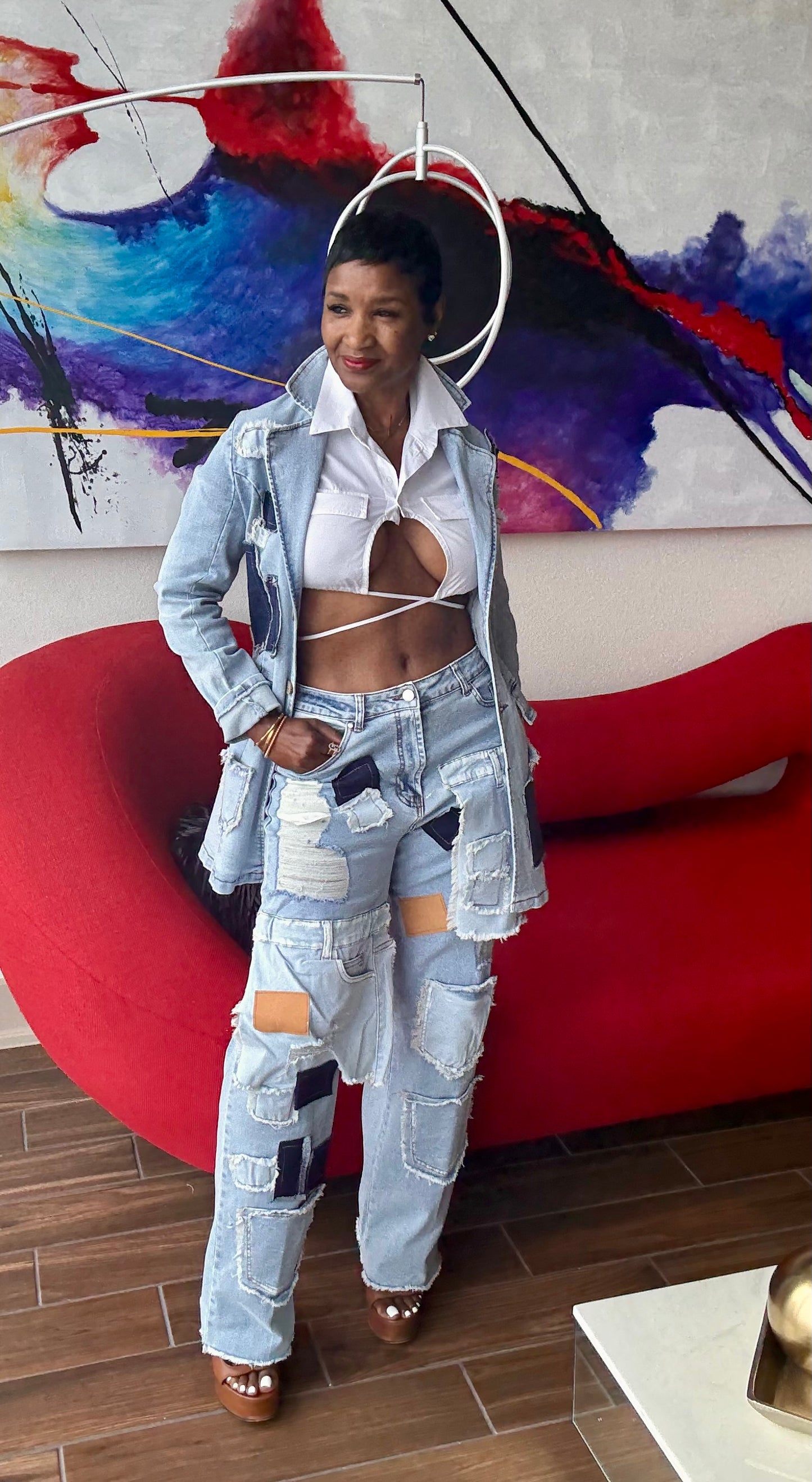 Blazin with Denim Patchwork Blazer