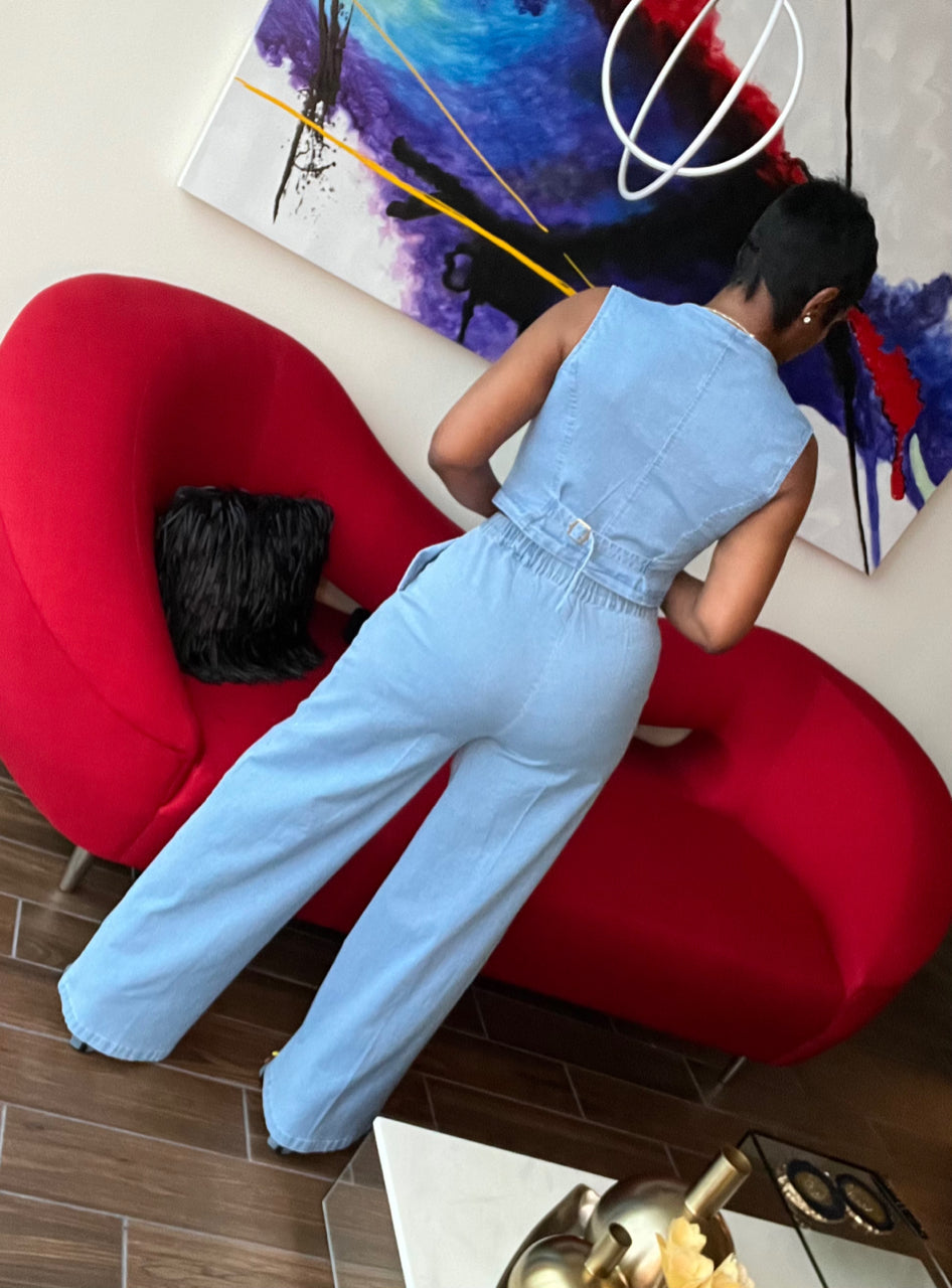 Minding My Business Denim Pants Set