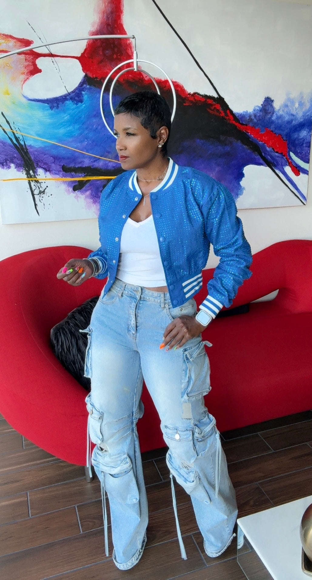 Light Blue Denim Cargo Jeans